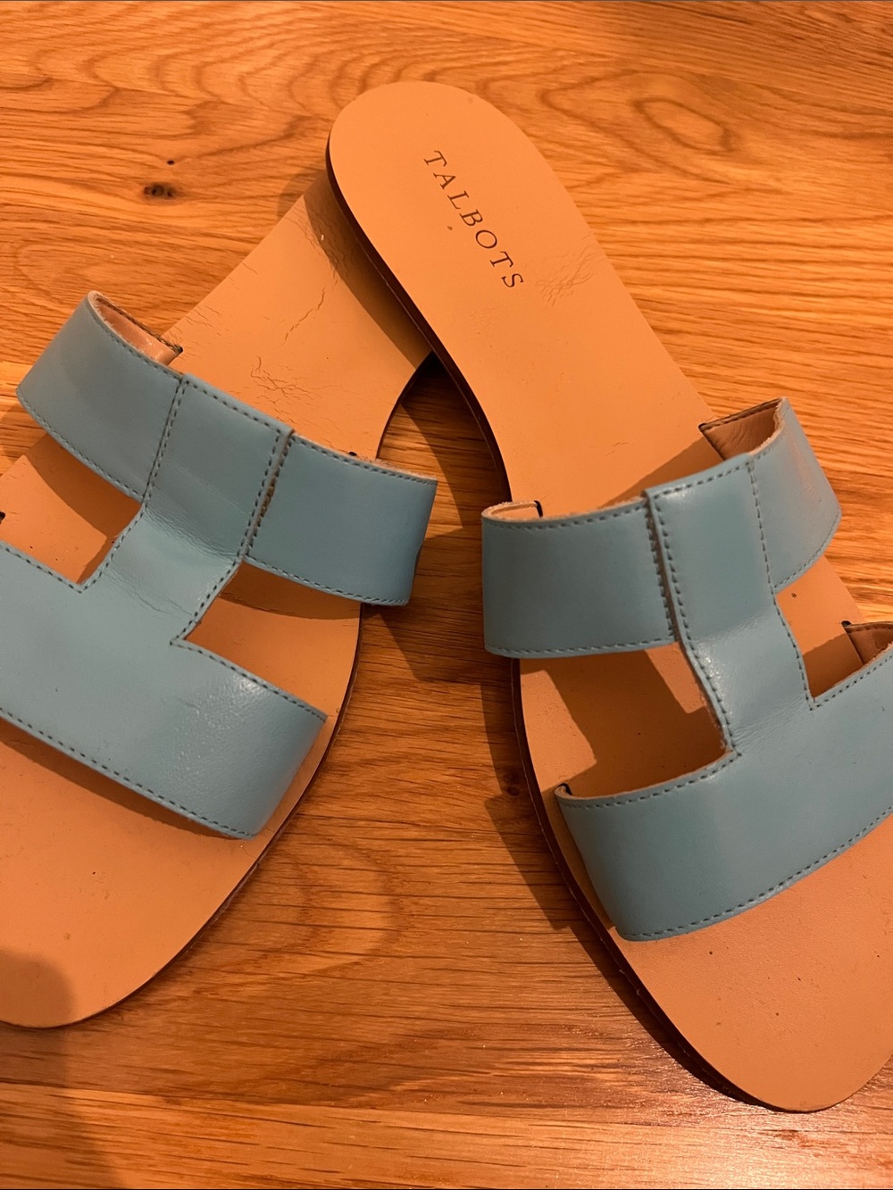 Talbots Blue Leather Slide Sandals Size 11 | Chic Summer Flats - Picture 4 of 7